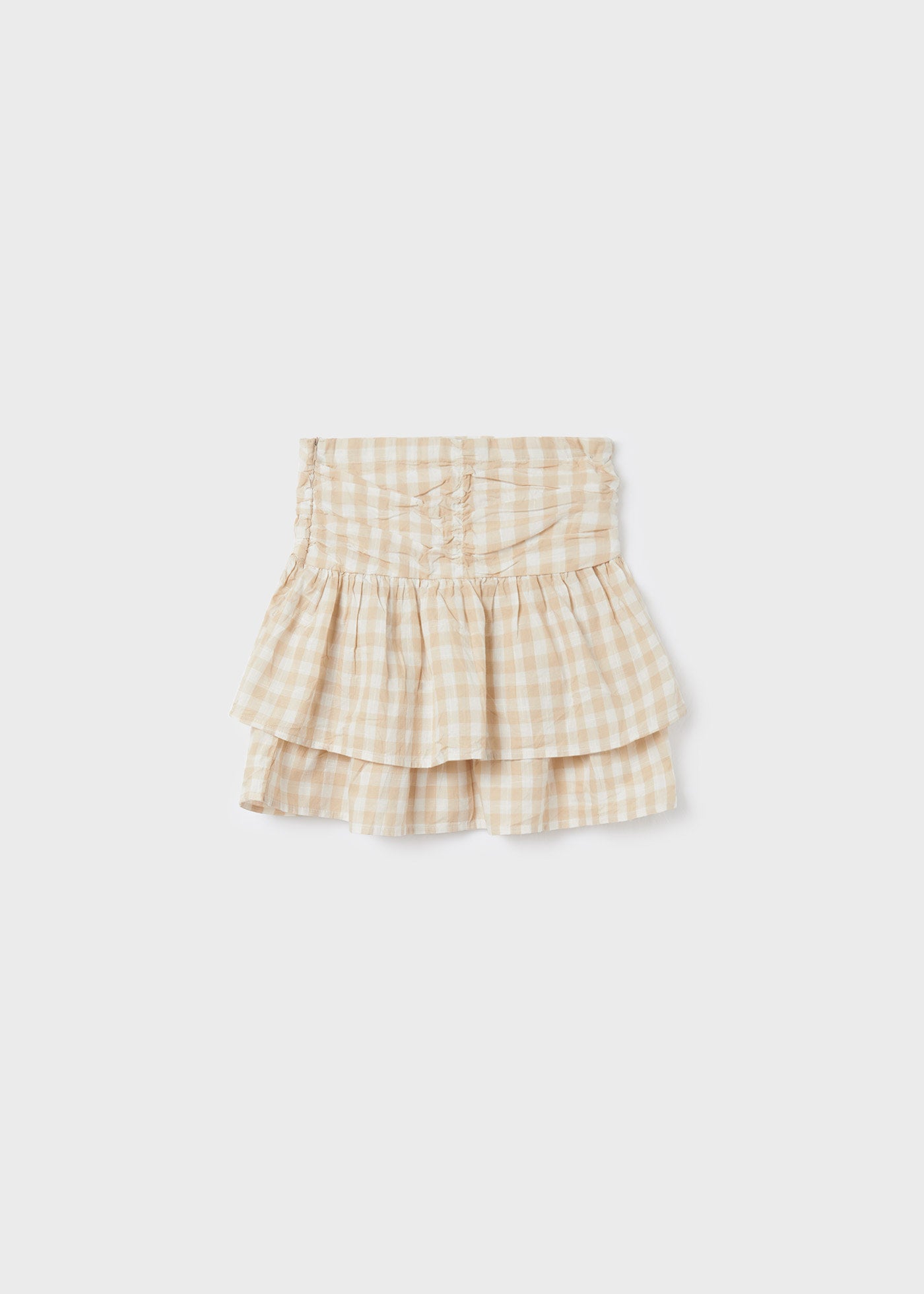 Beige Vichy Print Cotton Skirt