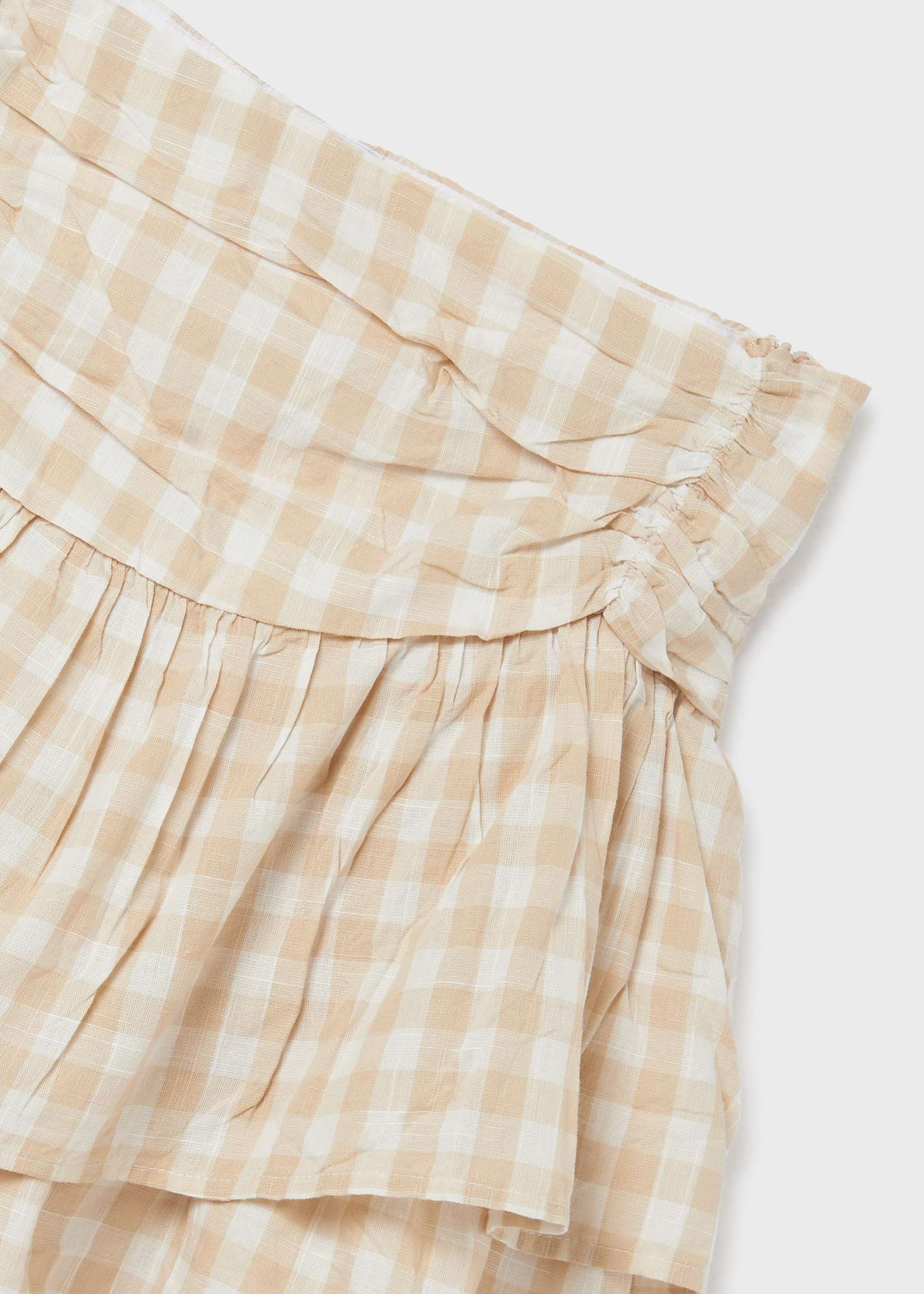 Beige Vichy Print Cotton Skirt