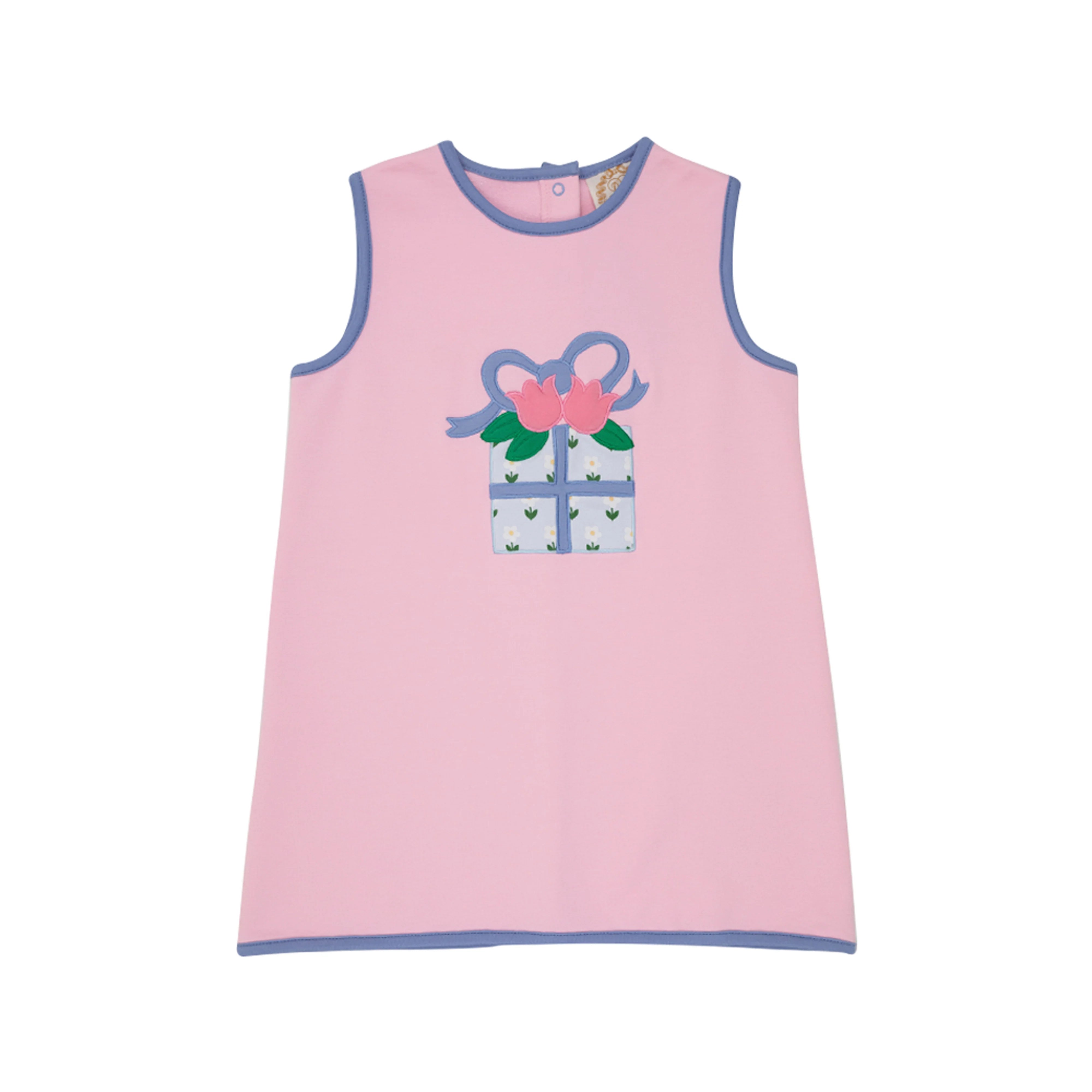 Annie Apron Dress in Palm Beach Pink with Gift Applique