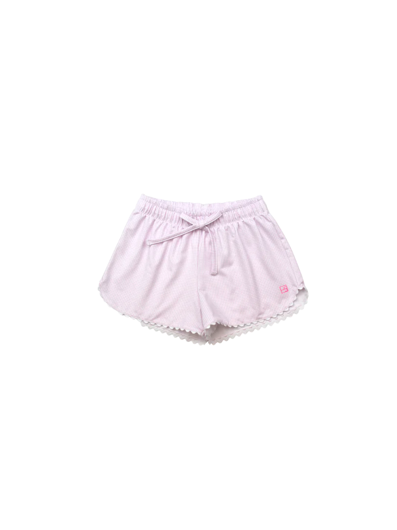 Emily Shorts in Pink Minigingham with White Ric Rac