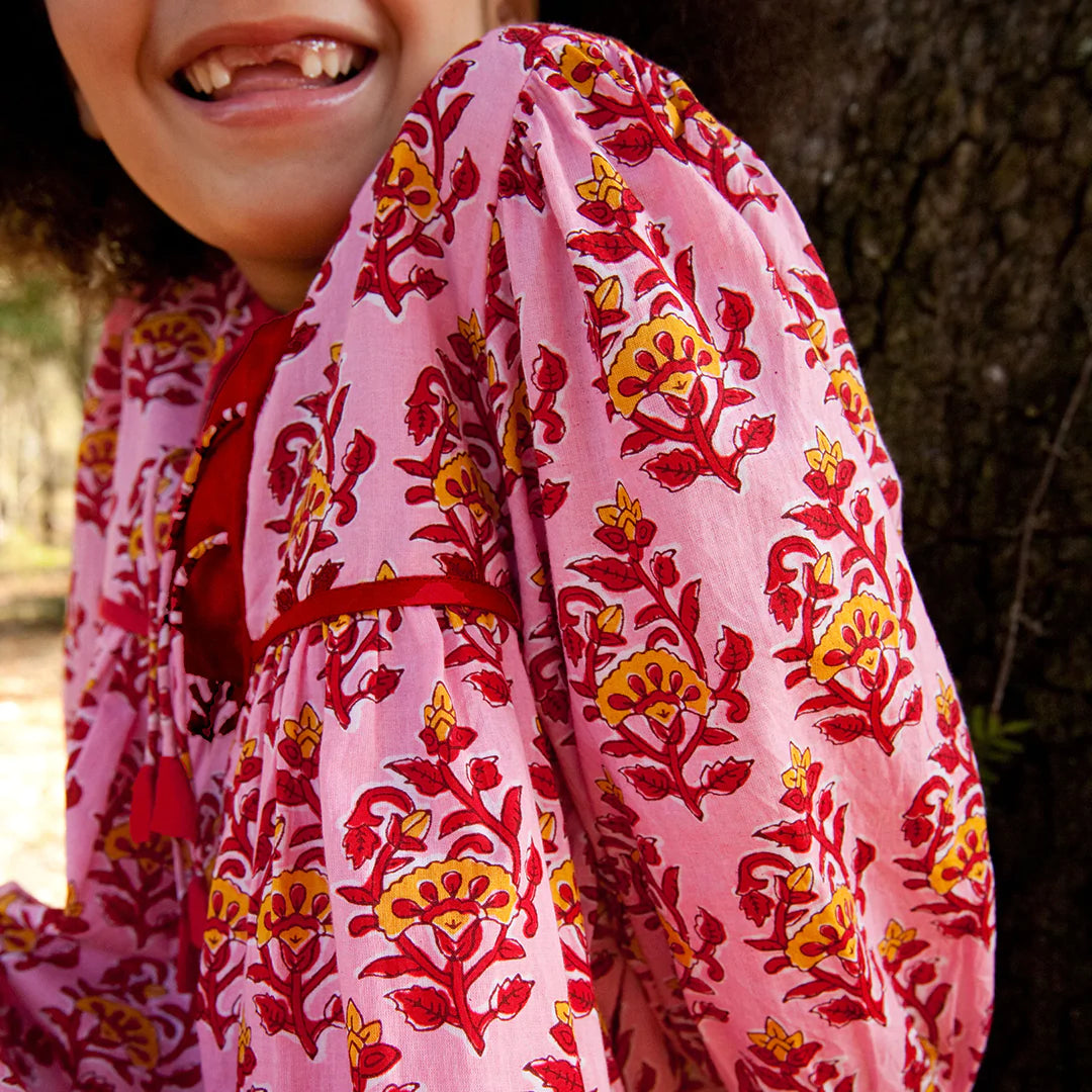 Pink Posey Block Print Jade Dress