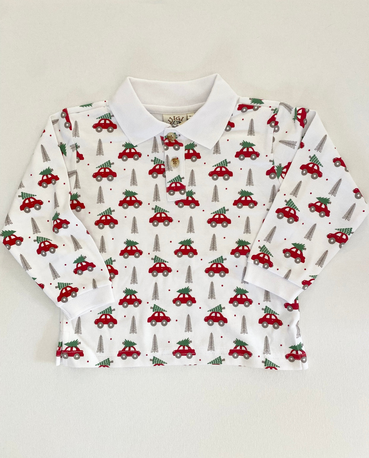 Christmas Tree Truck Long Sleeve Polo