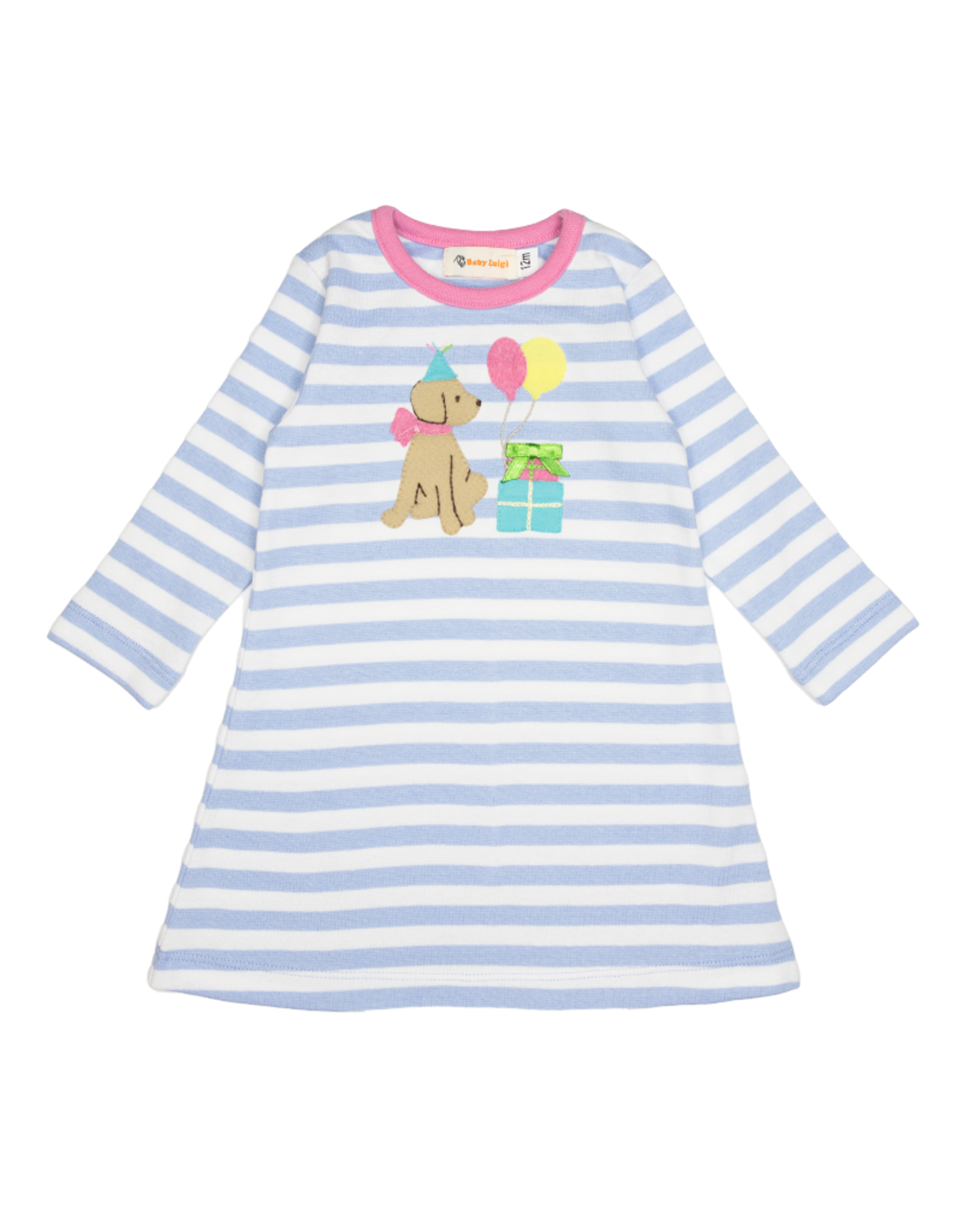 Blue & White Stripe Birthday Dog Dress