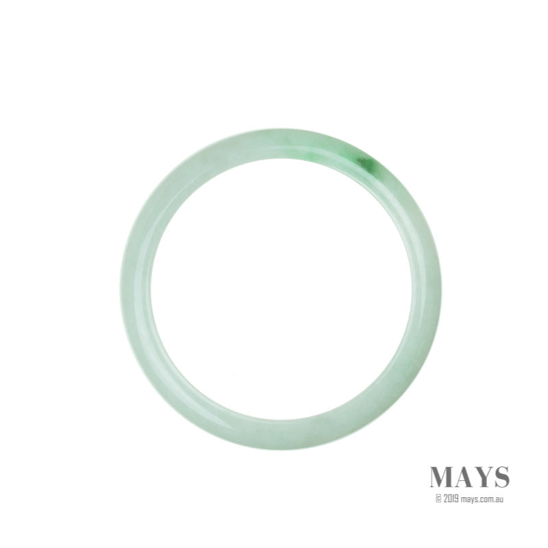 Certified Grade A White with green Burma Jade Bangle Bracelet - 58mm Half Moon