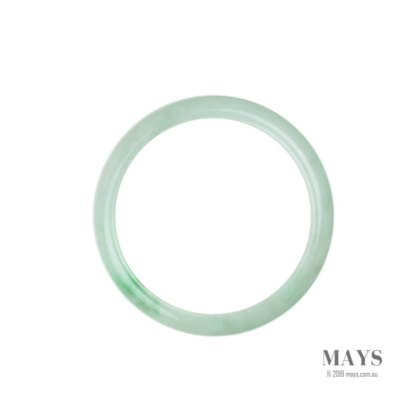 Certified Grade A White with green Burma Jade Bangle Bracelet - 58mm Half Moon