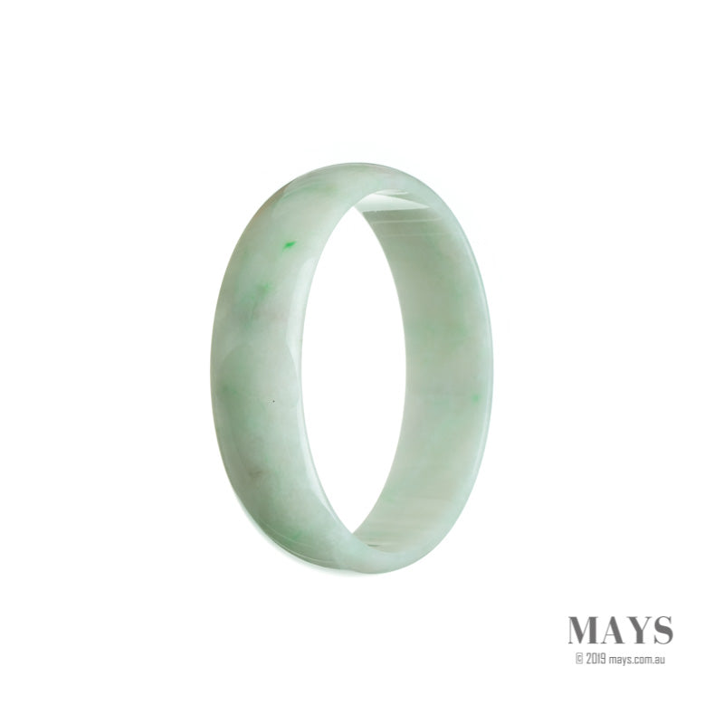 Genuine Grade A White with green Traditional Jade Bangle Bracelet - 52mm Flat