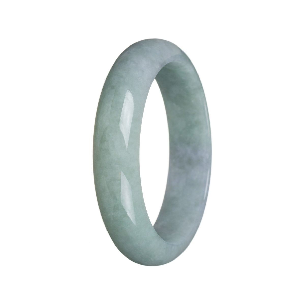 Genuine Grade A Light Green Burma Jade Bangle - 57mm Half Moon