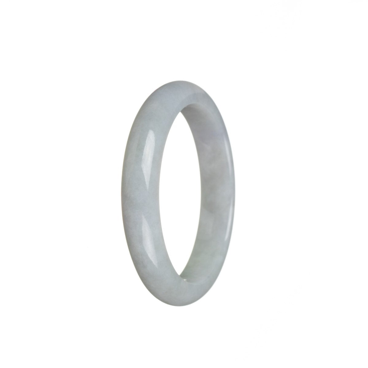 Real Grade A Pale green and lavender Burmese Jade Bangle - 51mm Semi Round