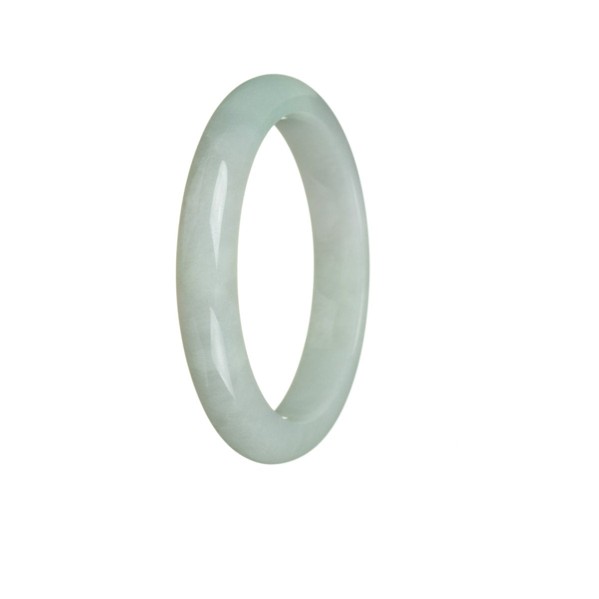 Authentic Untreated Light green Burmese Jade Bangle Bracelet - 54mm Semi Round