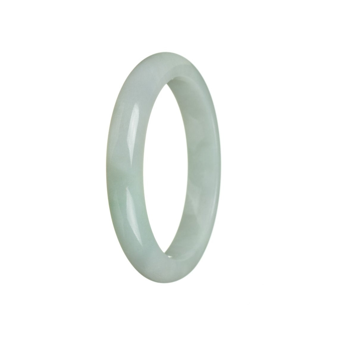 Authentic Untreated Light green Burmese Jade Bangle Bracelet - 54mm Semi Round