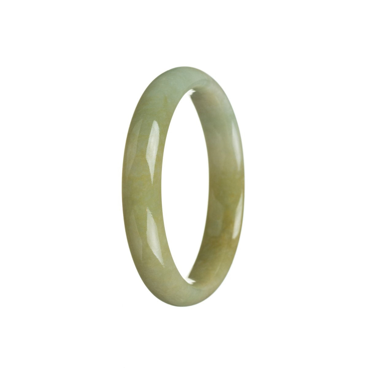 Genuine Grade A Brownish green Jade Bracelet - 56mm Half Moon