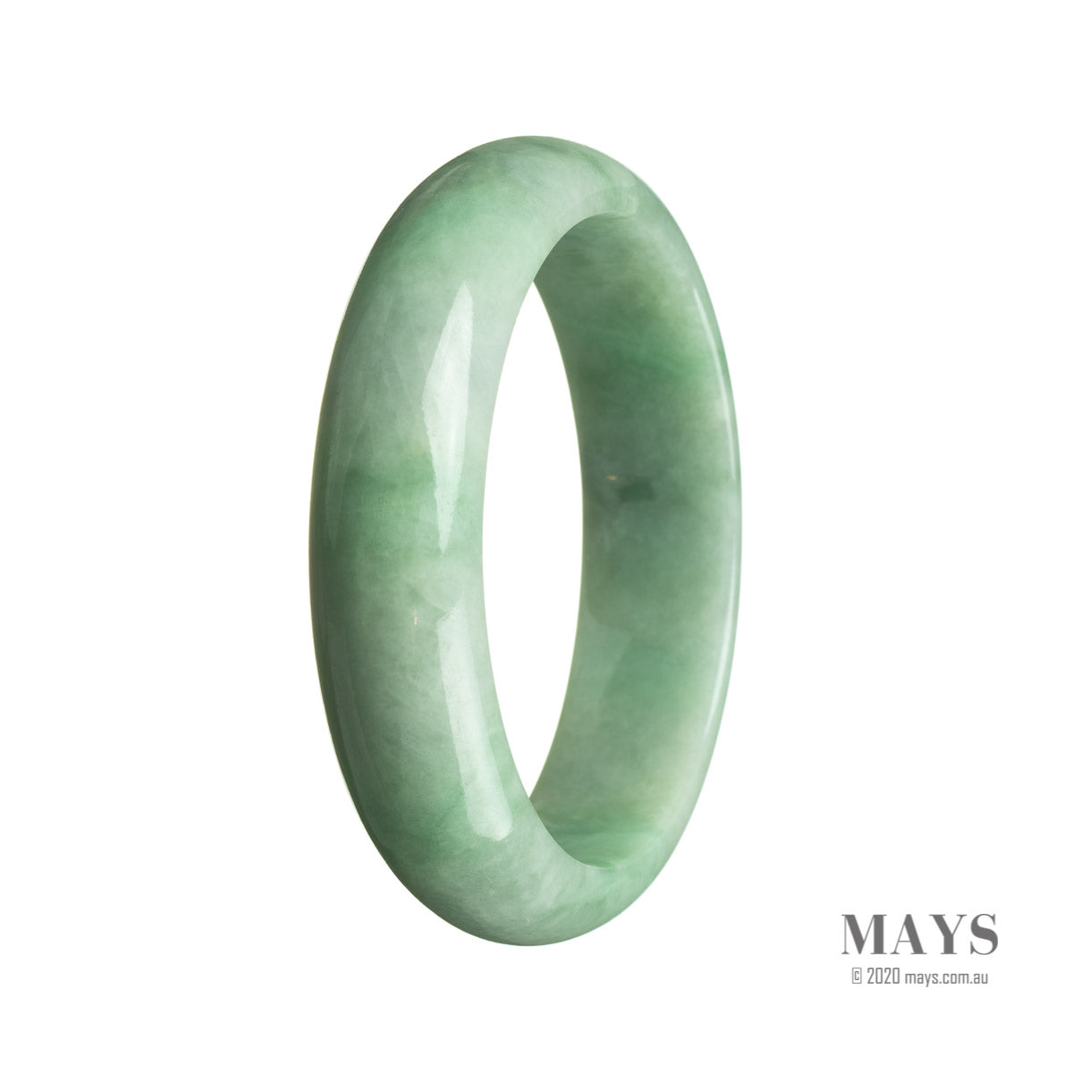 Genuine Grade A Green Burma Jade Bracelet - 59mm Half Moon