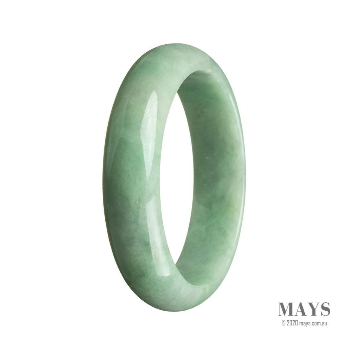 Genuine Grade A Green Burma Jade Bracelet - 59mm Half Moon