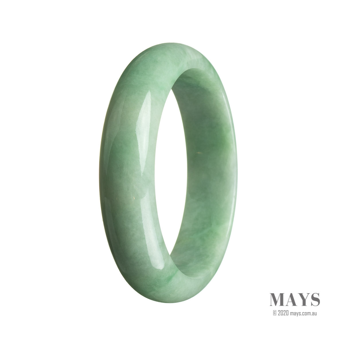 Genuine Grade A Green Burma Jade Bracelet - 59mm Half Moon