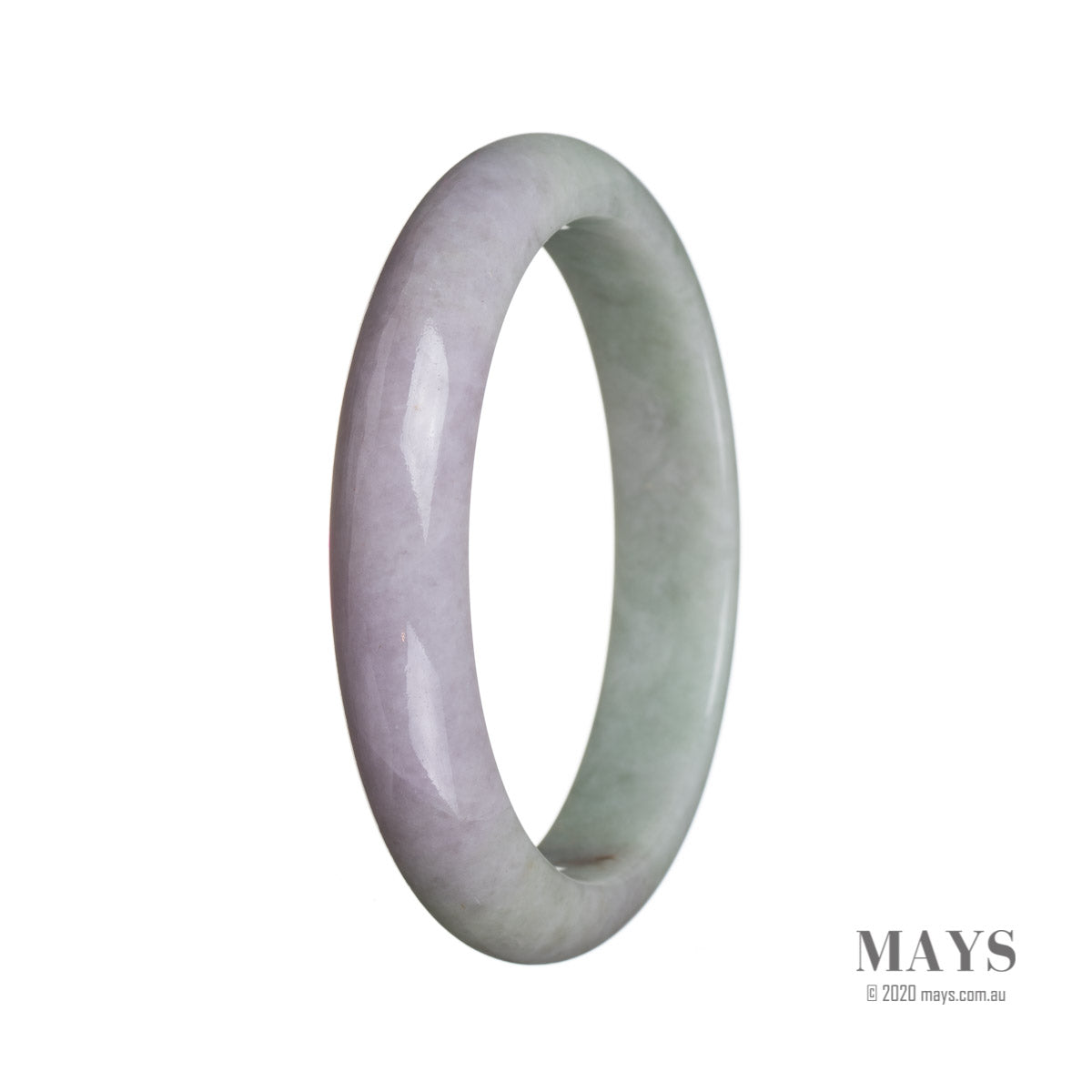 Genuine Grade A Green with lavender Traditional Jade Bangle - 59mm Semi Round
