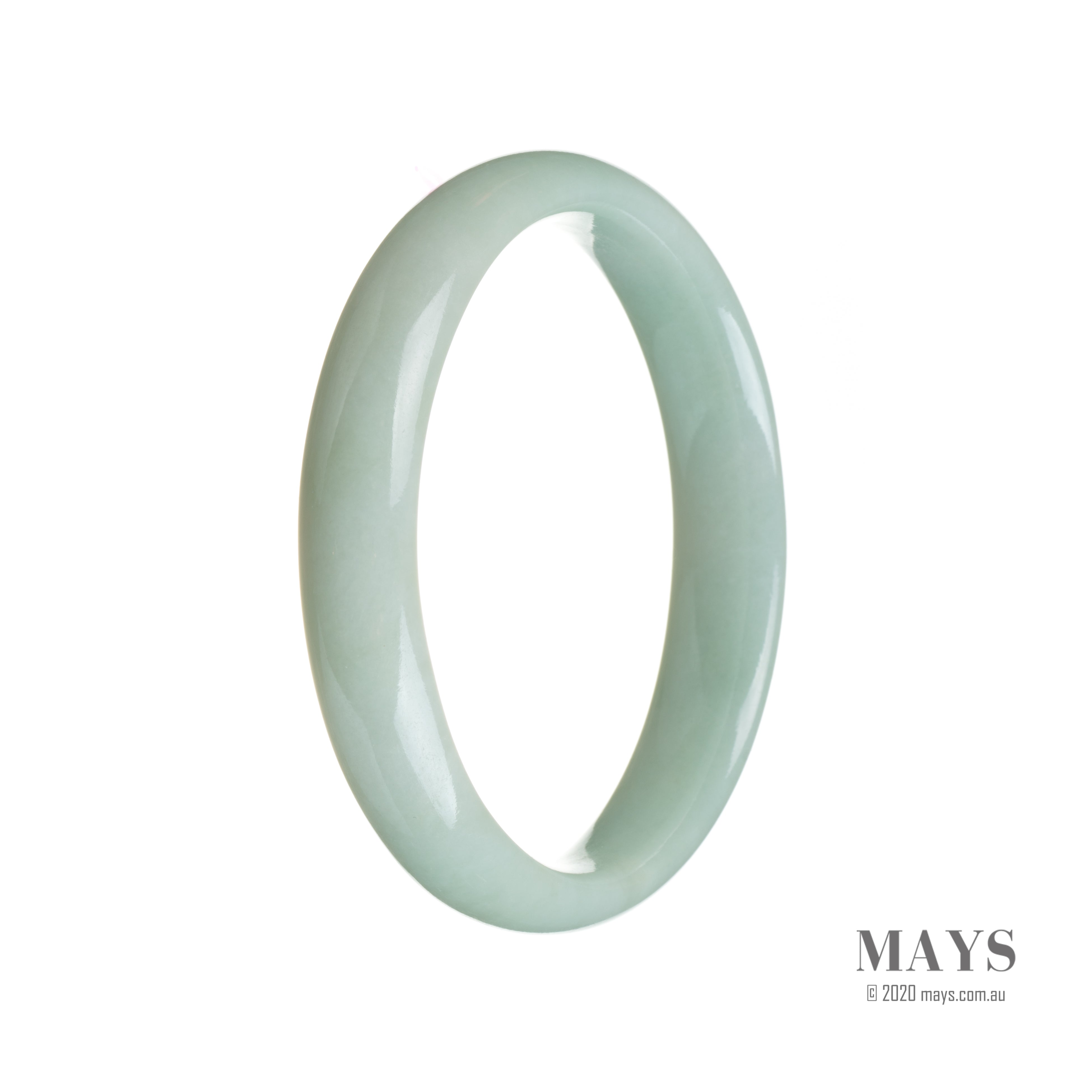 Genuine Type A Pale green Burma Jade Bracelet - 59mm Half Moon