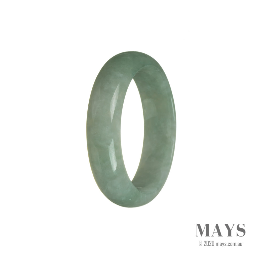 Genuine Type A Green Jade Bracelet - 53mm Half Moon