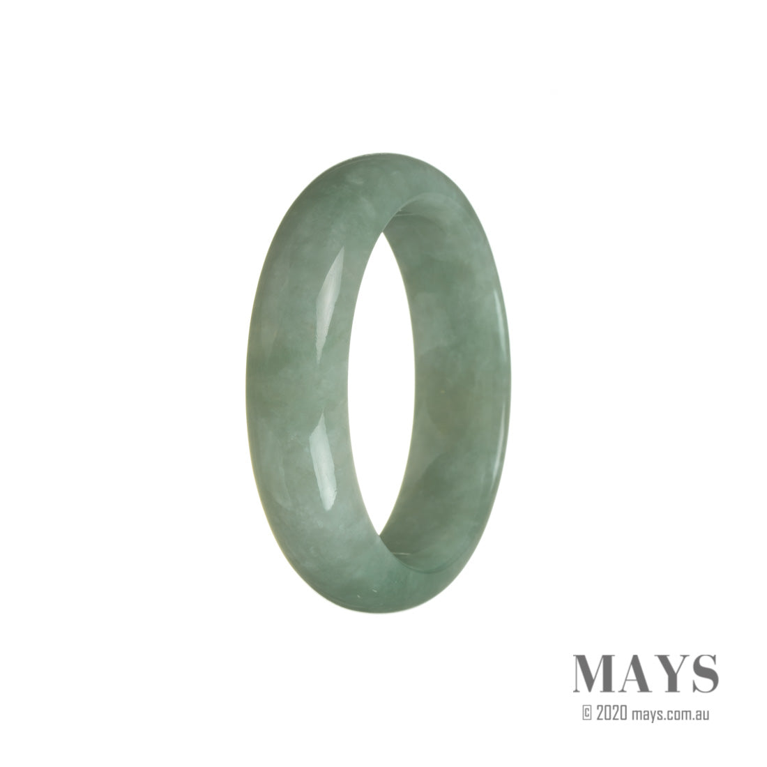 Genuine Type A Green Jade Bracelet - 53mm Half Moon