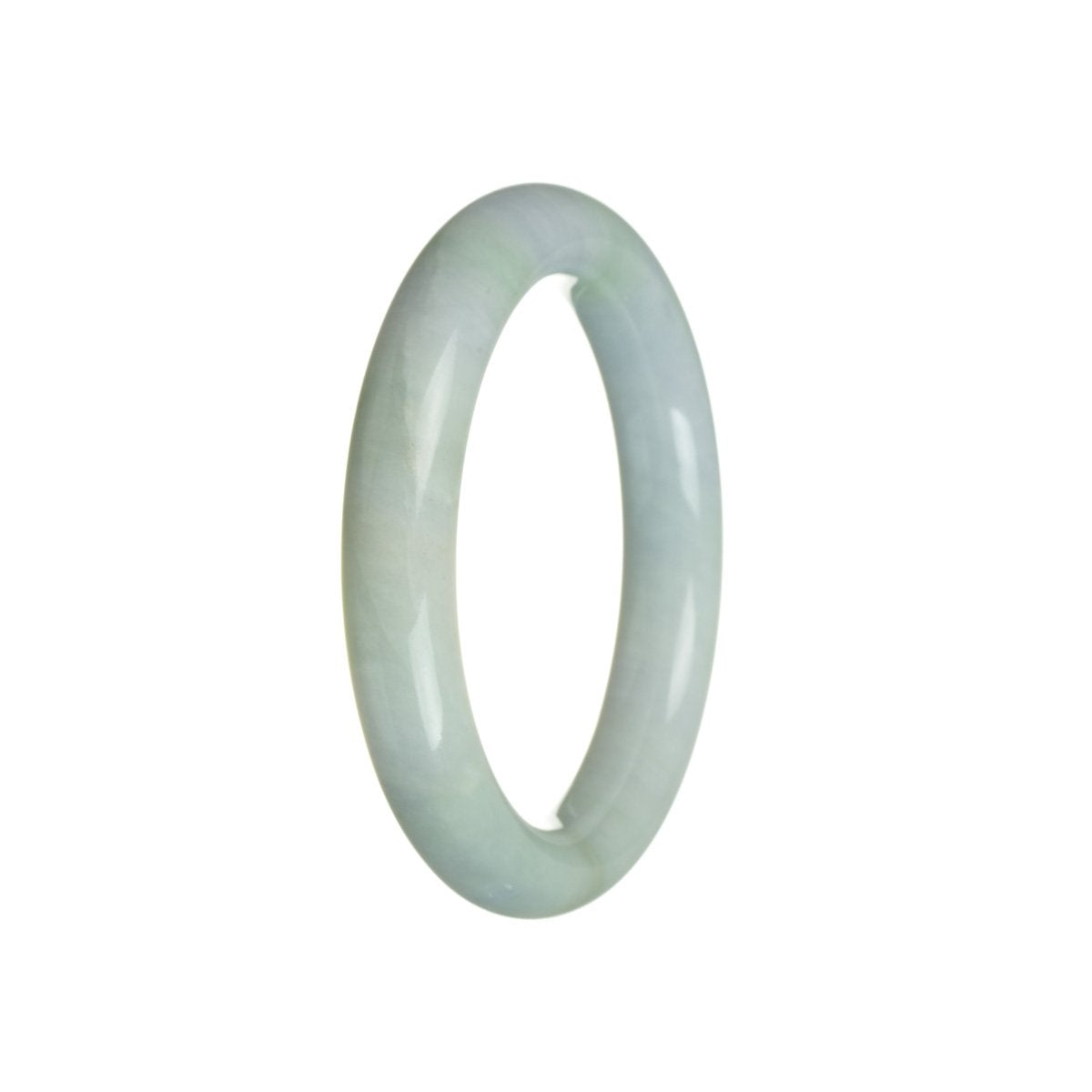 Real Natural Green with Lavender Jadeite Bangle Bracelet - 56mm Semi Round