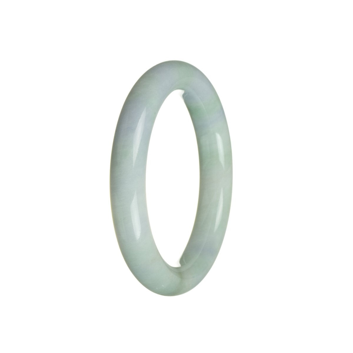 Real Natural Green with Lavender Jadeite Bangle Bracelet - 56mm Semi Round