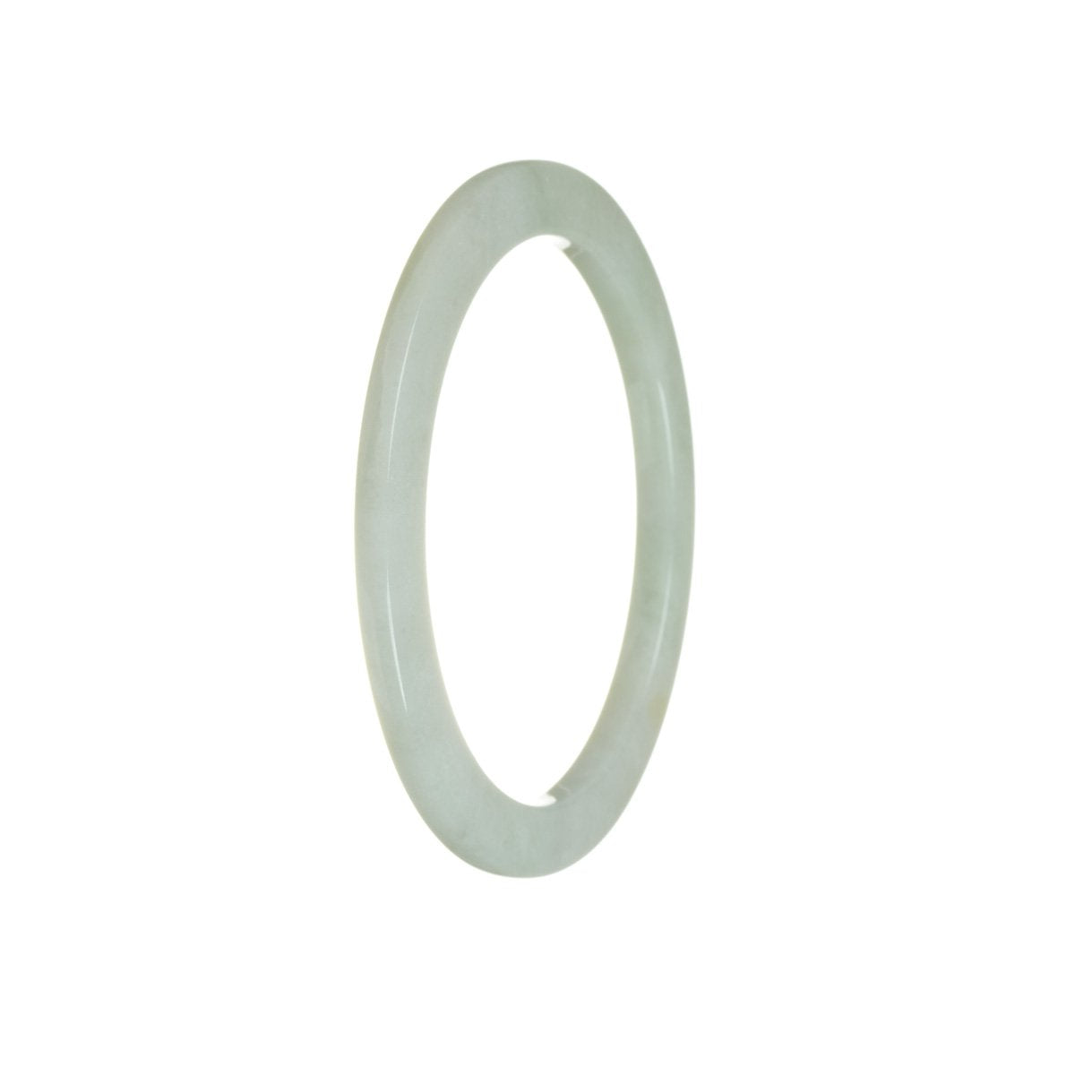 Genuine Untreated White with Pale Green Jade Bangle Bracelet - 59mm Thin