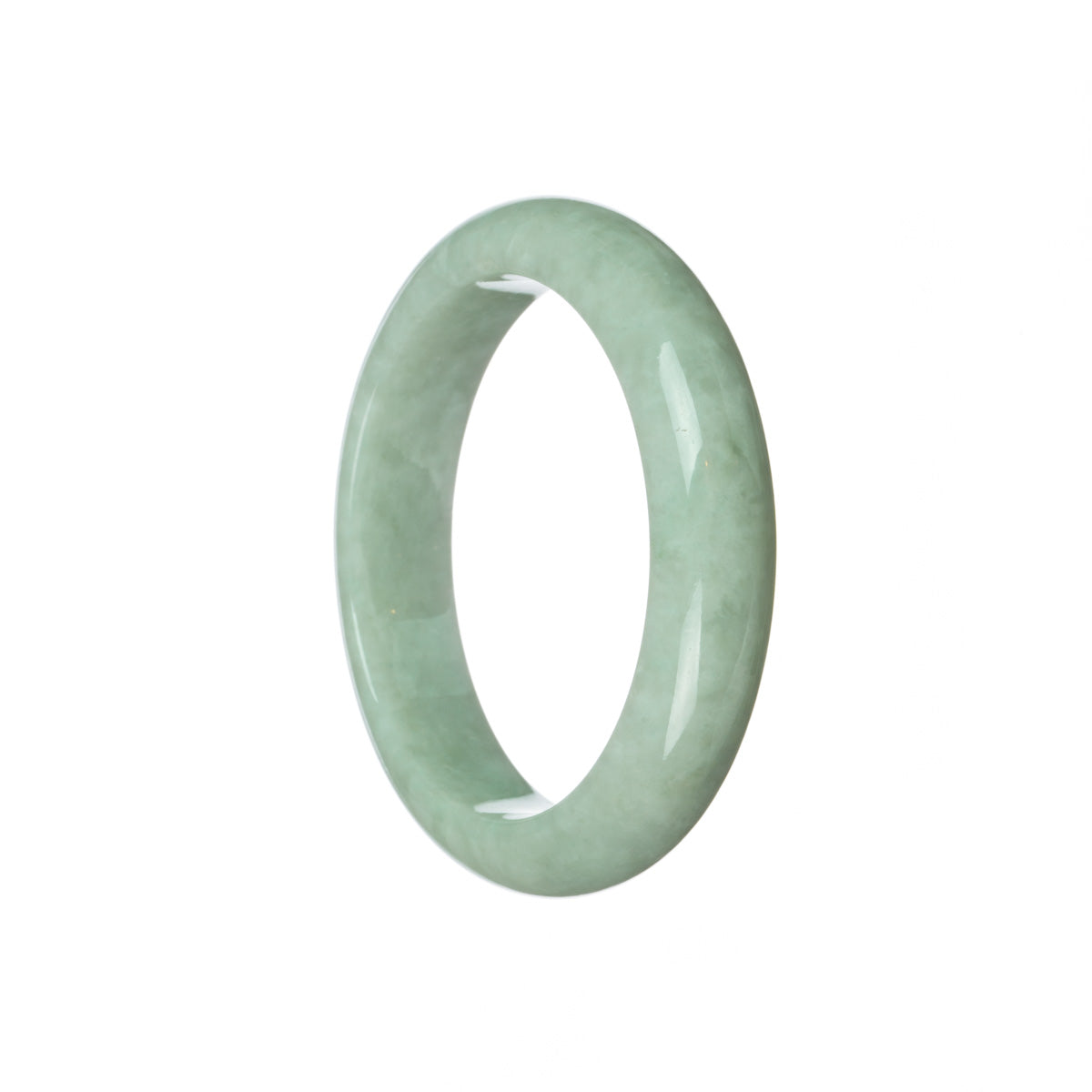 Genuine Grade A Light green Burmese Jade Bangle - 55mm Half Moon