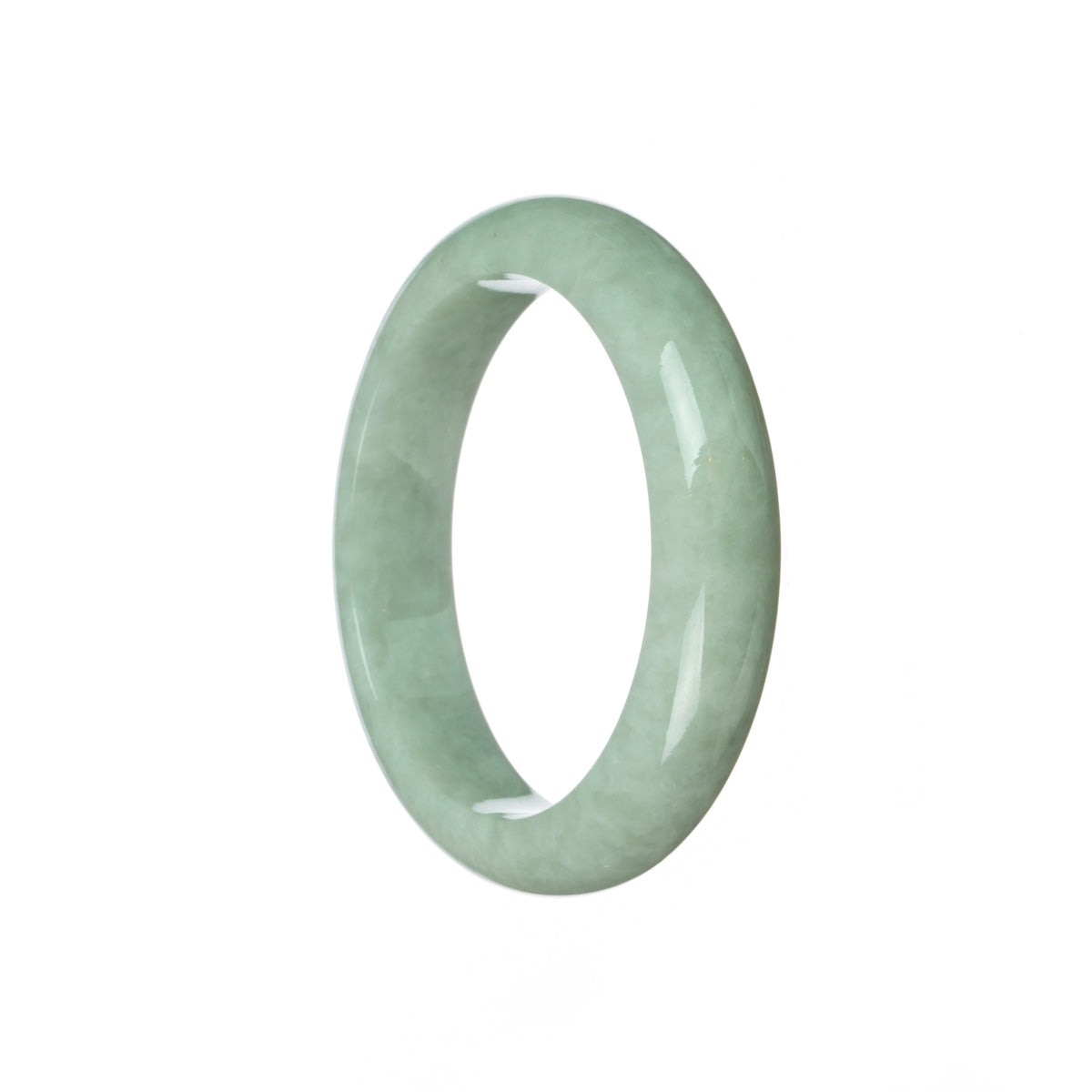 Genuine Grade A Light green Burmese Jade Bangle - 55mm Half Moon