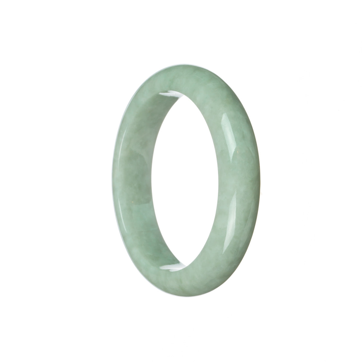 Genuine Grade A Light green Burmese Jade Bangle - 55mm Half Moon