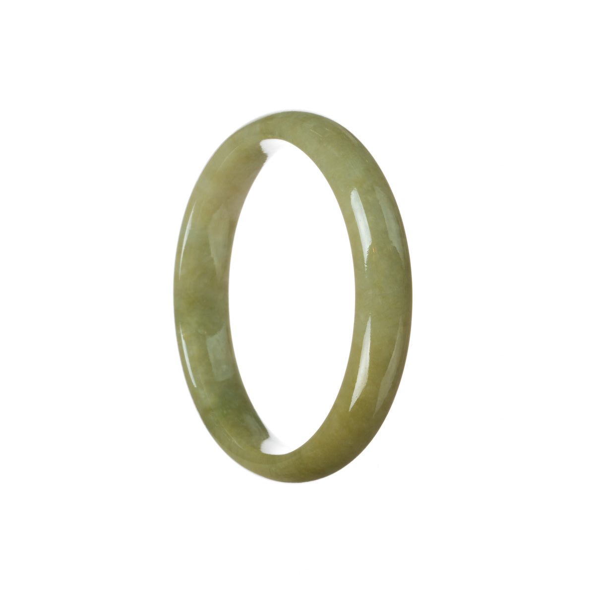 Real Untreated Brownish olive green Jadeite Bangle - 59mm Half Moon