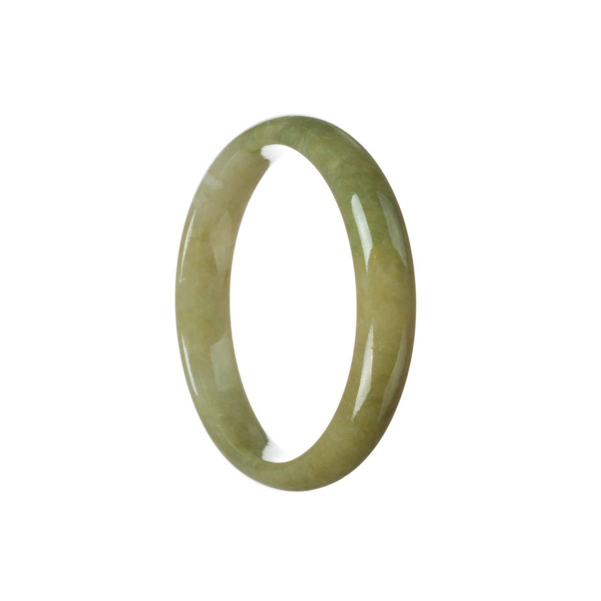 Real Untreated Brownish olive green Jadeite Bangle - 59mm Half Moon