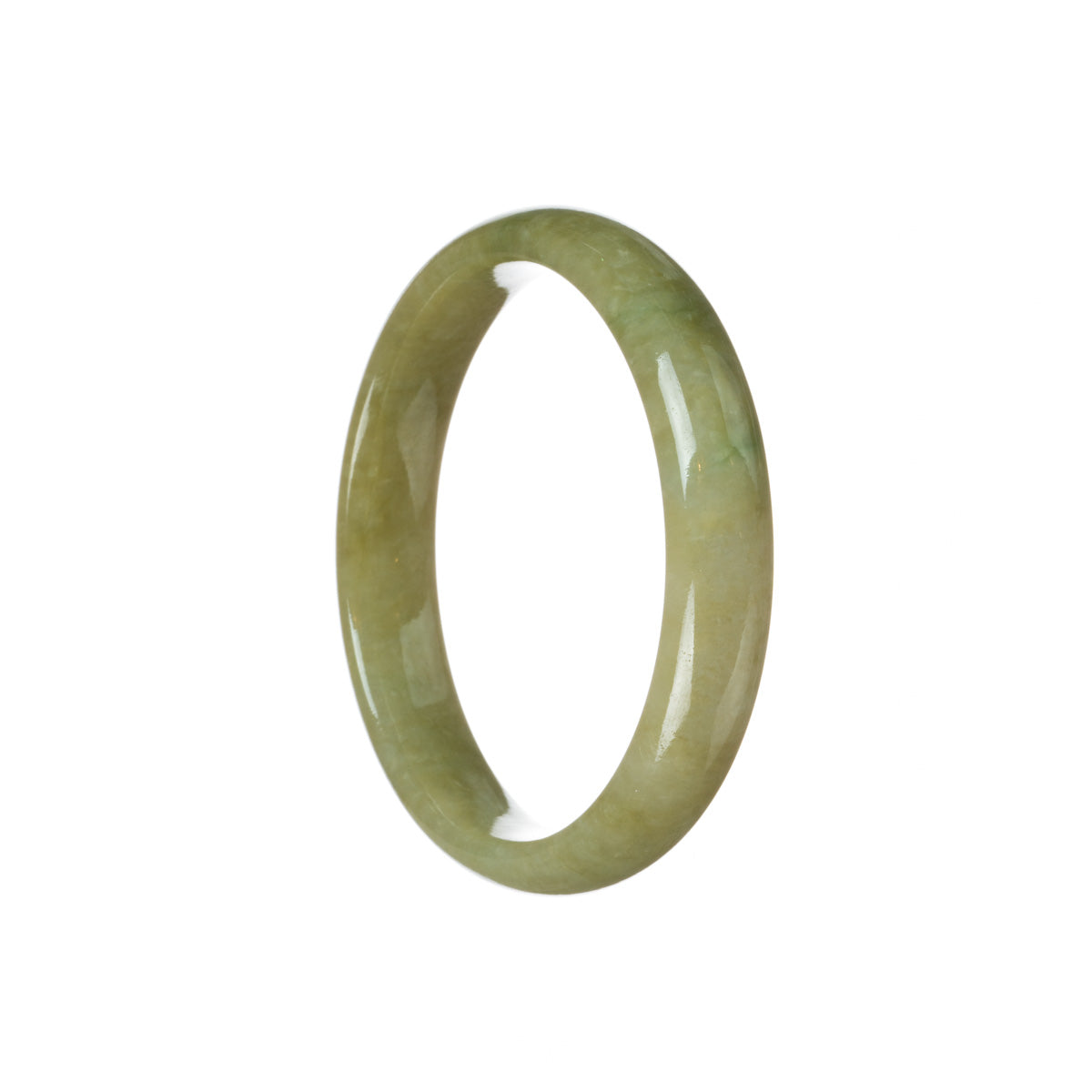 Real Untreated Brownish olive green Jadeite Bangle - 59mm Half Moon