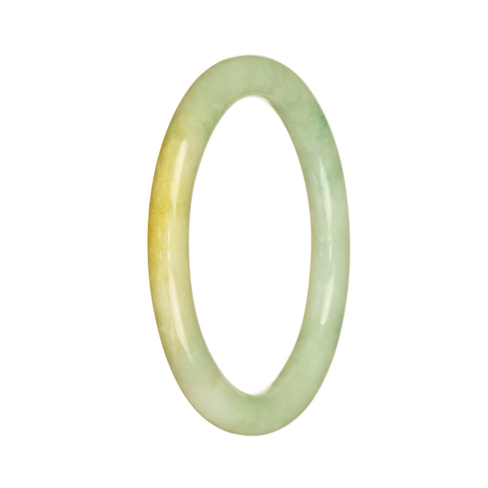 Certified Grade A Light Green and Light Brown Traditional Jade Bracelet - 56mm Petite Round