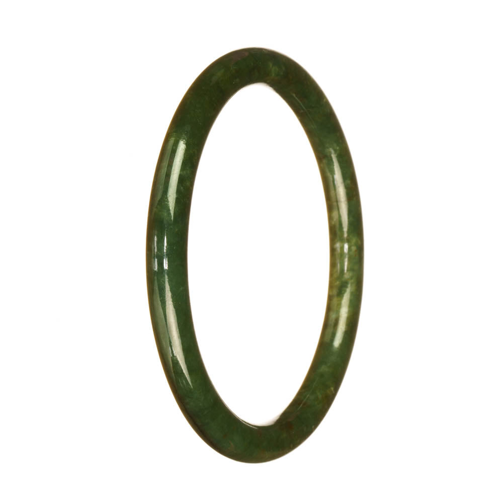 Certified Untreated Deep Green Burma Jade Bangle Bracelet - 60mm Petite Round