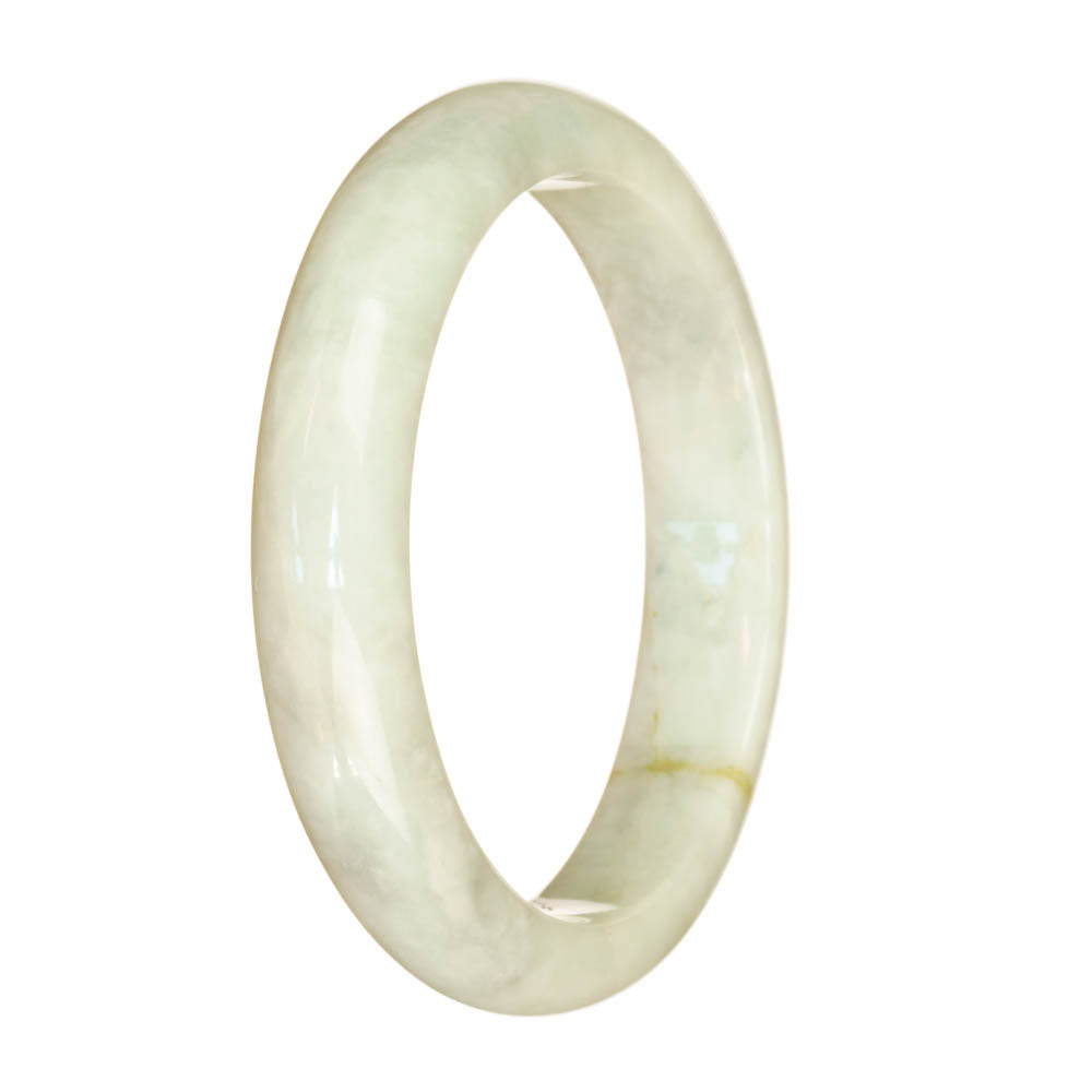 Genuine Grade A White Jade Bangle Bracelet - 61mm Half Moon