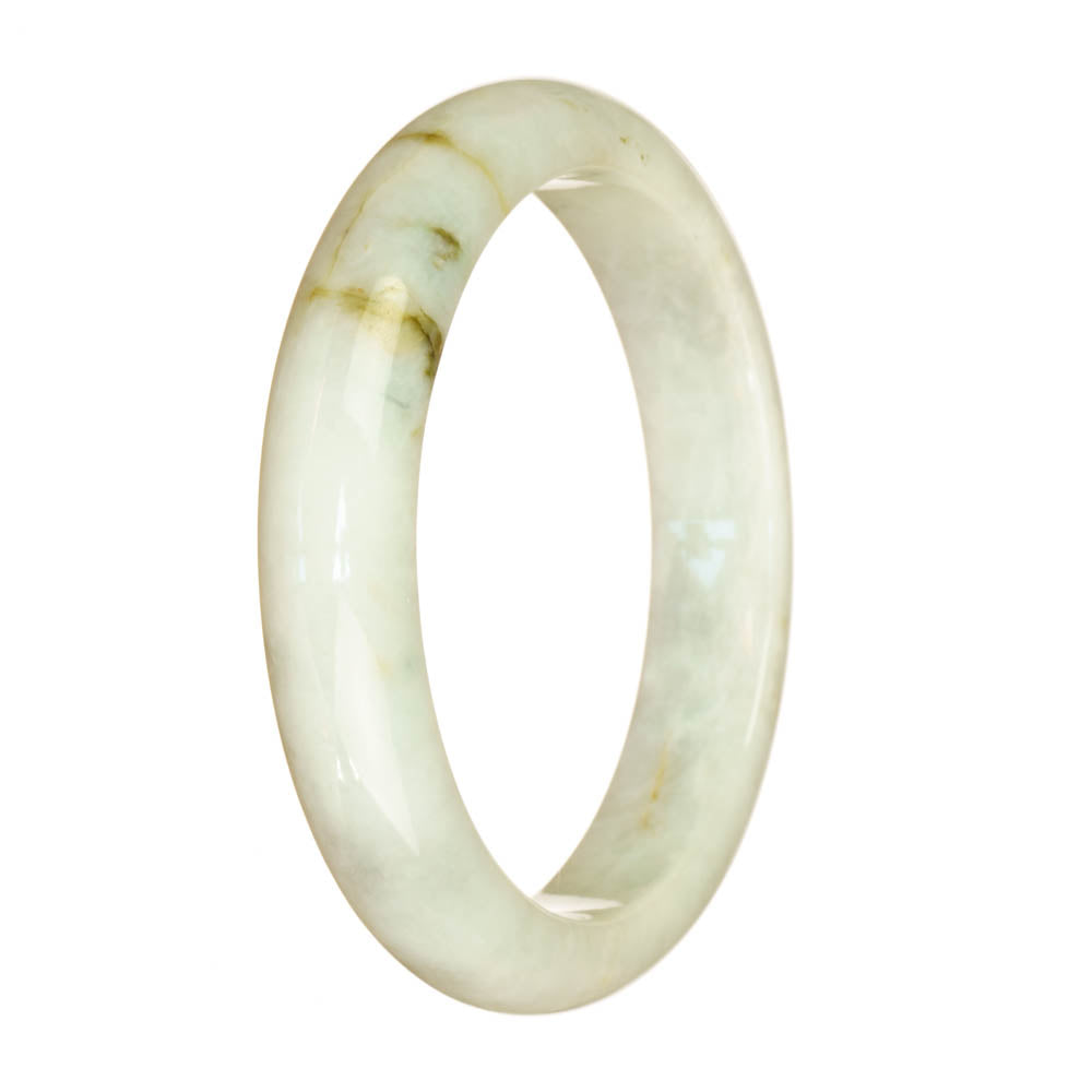 Genuine Grade A White Jade Bangle Bracelet - 61mm Half Moon