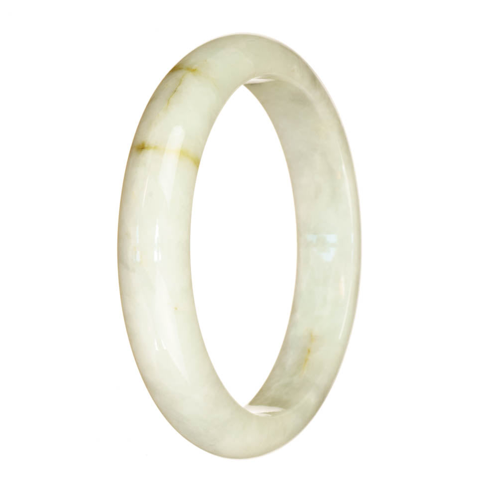 Genuine Grade A White Jade Bangle Bracelet - 61mm Half Moon