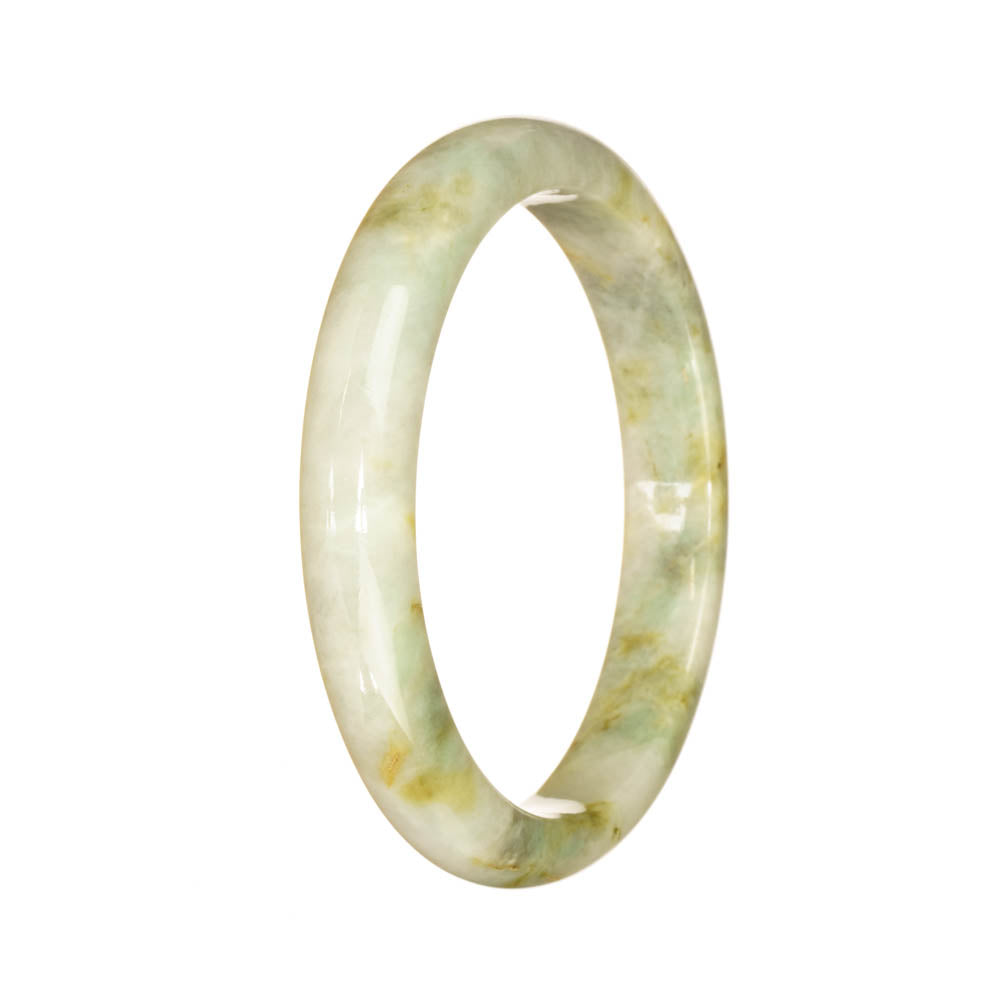 Genuine Untreated Light Green Pattern Burma Jade Bracelet - 57mm Half Moon