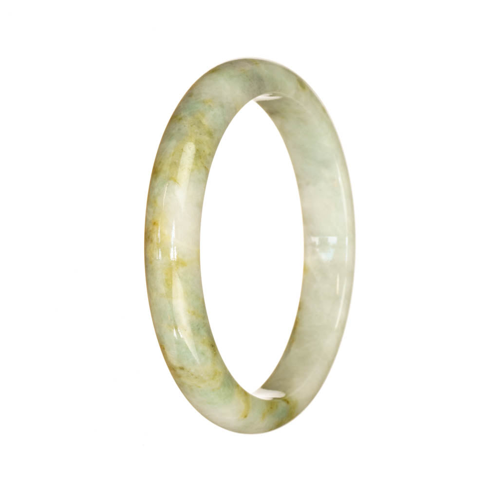 Genuine Untreated Light Green Pattern Burma Jade Bracelet - 57mm Half Moon