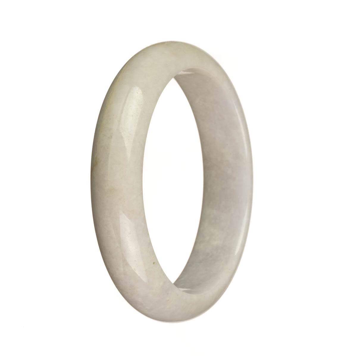 Genuine Grade A Pale Lavender Burma Jade Bangle - 60mm Half Moon