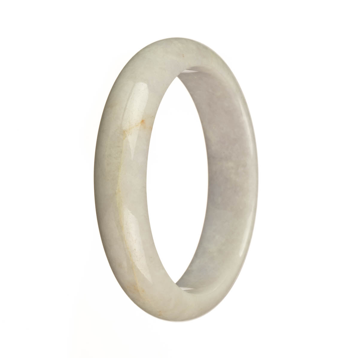 Genuine Grade A Pale Lavender Burma Jade Bangle - 60mm Half Moon