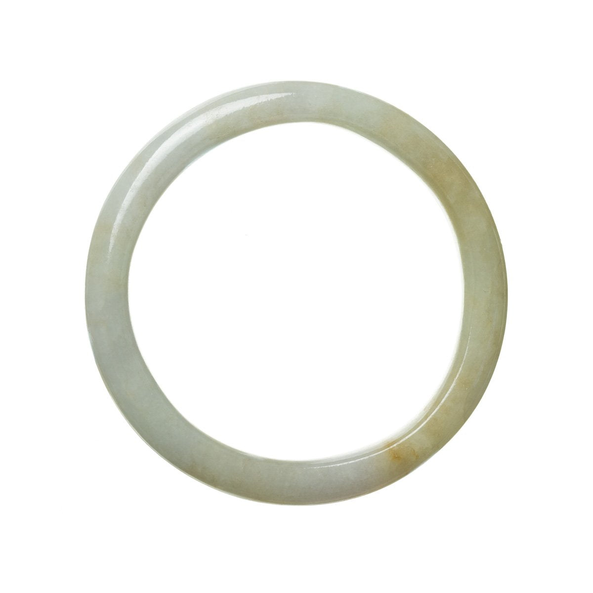 Certified Type A Grey Jadeite Bangle Bracelet - 57mm Semi Round