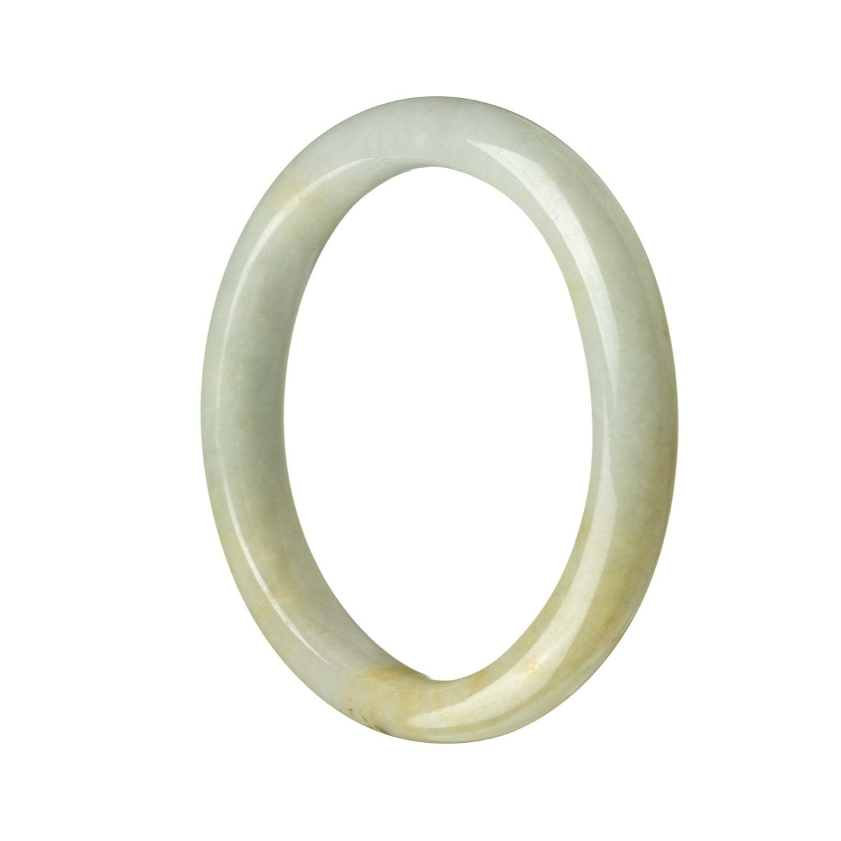 Certified Type A Grey Jadeite Bangle Bracelet - 57mm Semi Round