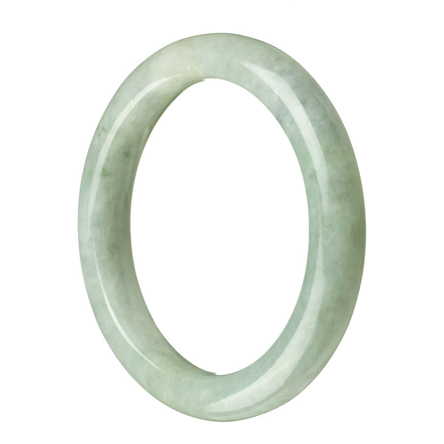 Real Type A Green Jadeite Jade Bracelet - 62mm Semi Round