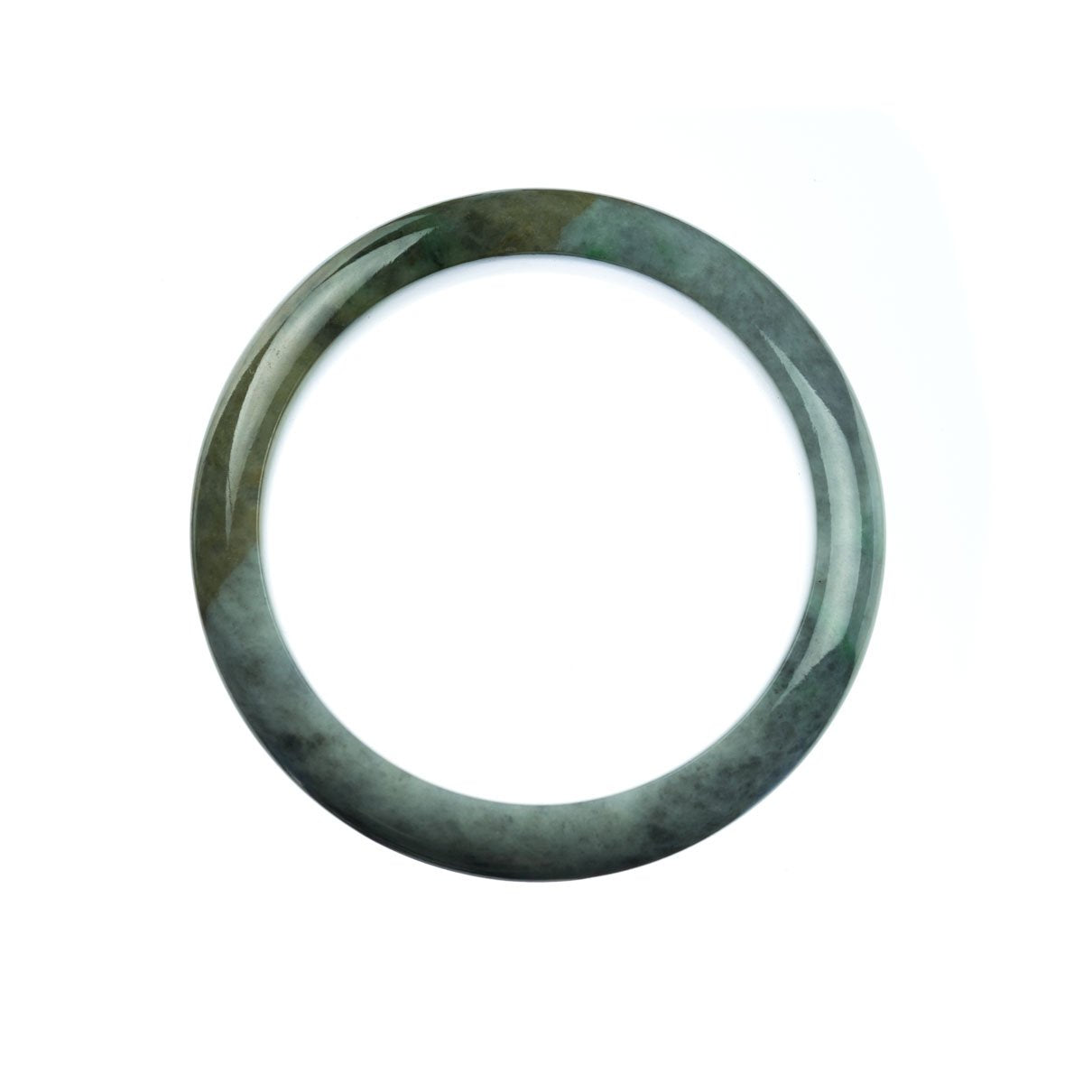 Genuine Grade A Grey Green Burma Jade Bangle - 57mm Half Moon