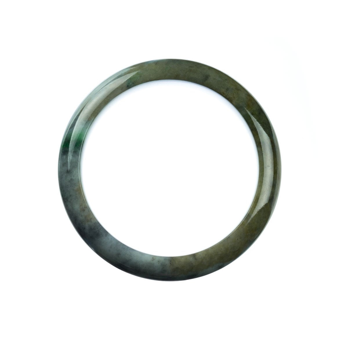 Genuine Grade A Grey Green Burma Jade Bangle - 57mm Half Moon