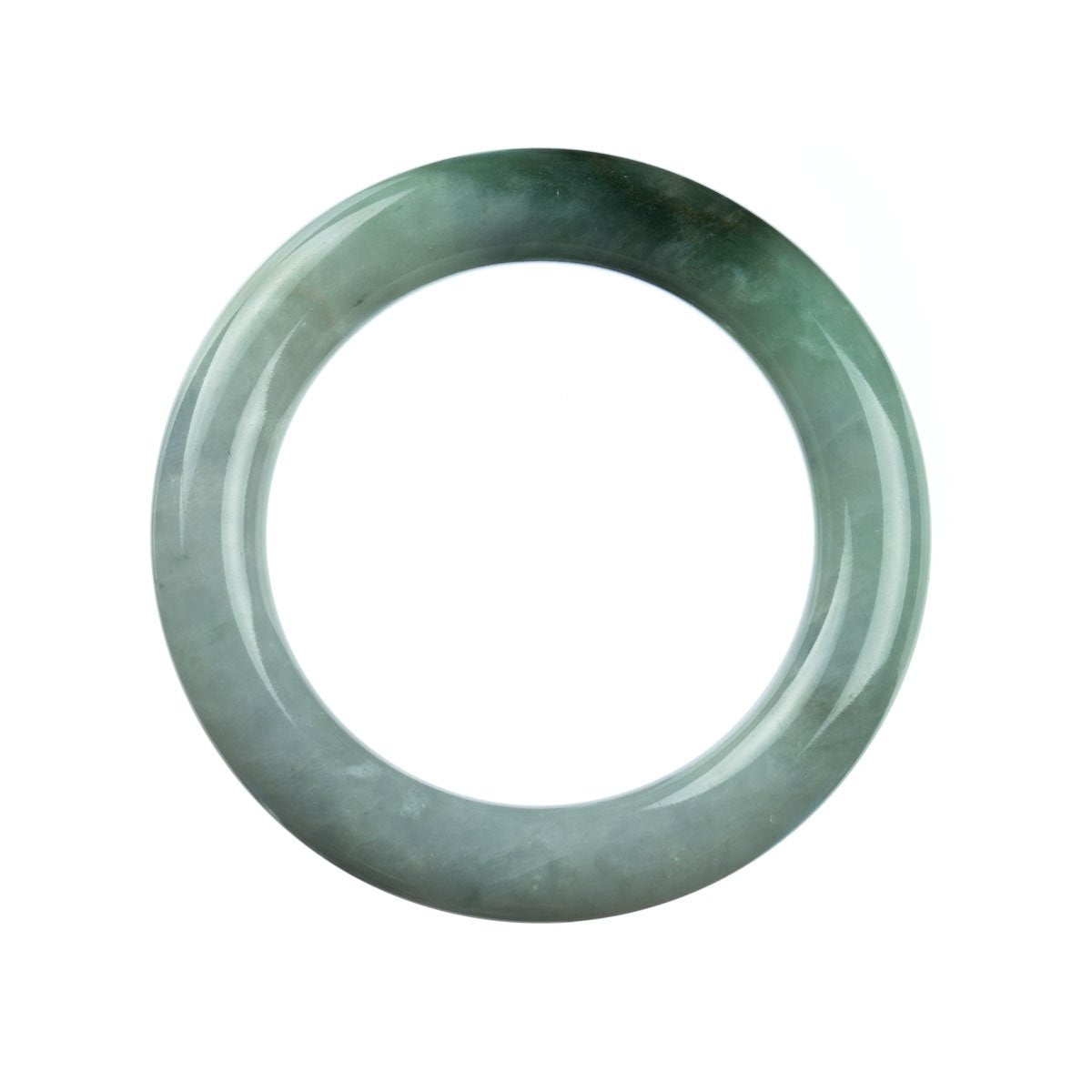 Real Type A White Green Jade Bangle - 57mm Round