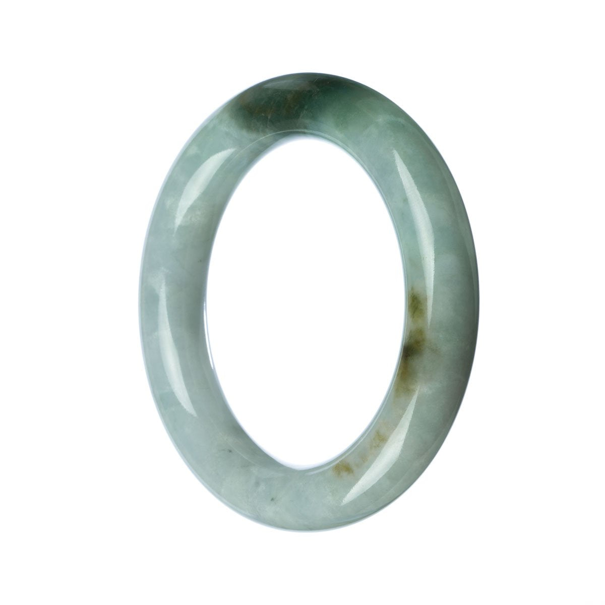 Real Type A White Green Jade Bangle - 57mm Round