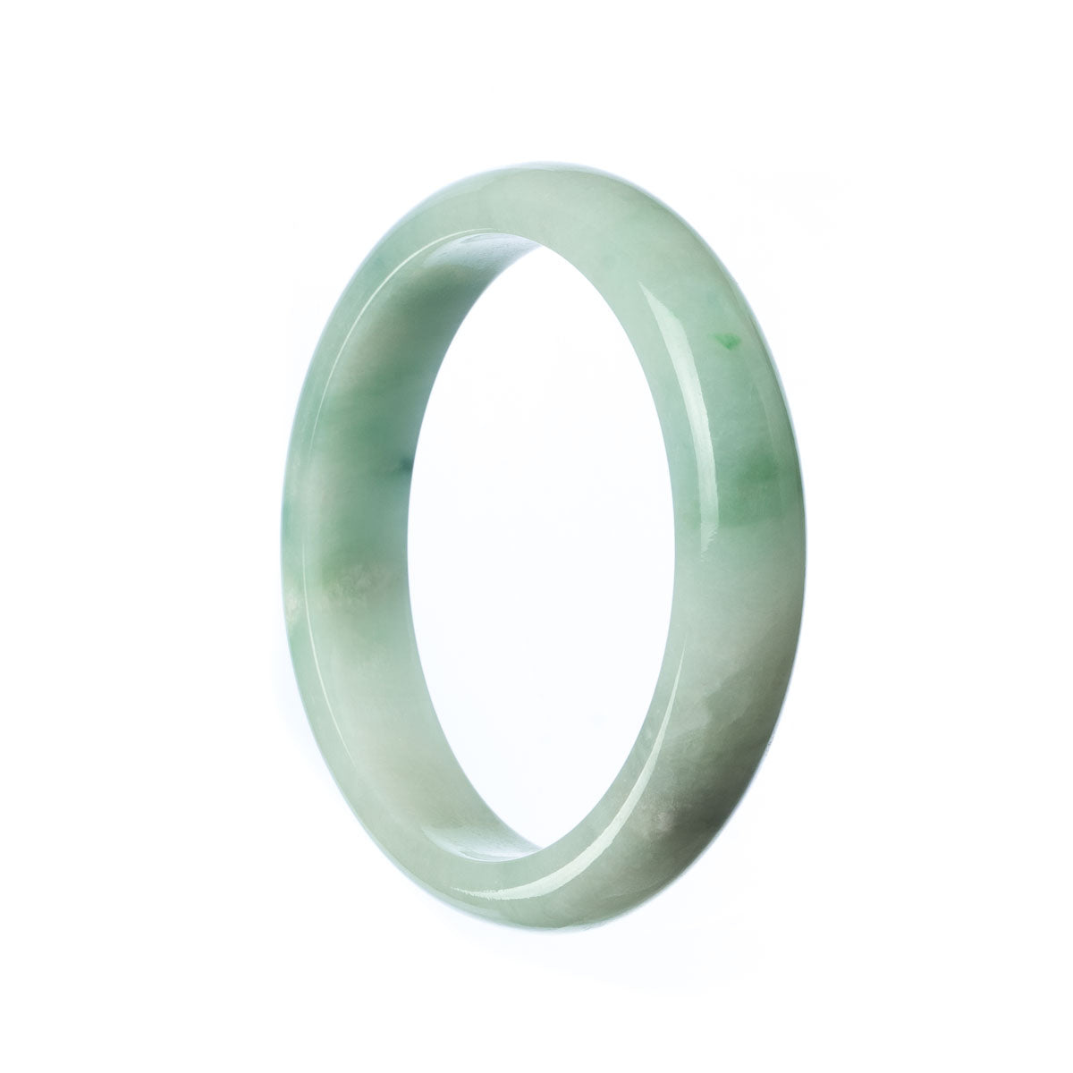 Authentic Type A Pale Green Jadeite Bangle Bracelet - 55mm Half Moon