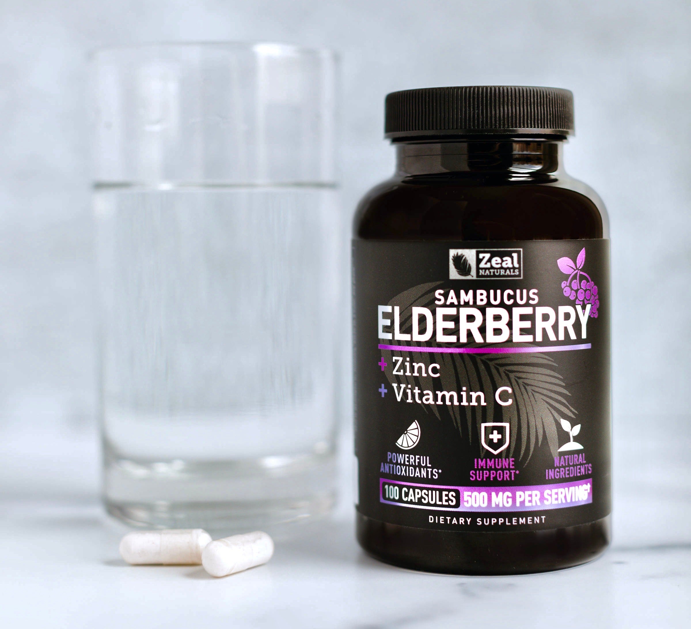 Elderberry Capsules With Zinc and Vitamin C