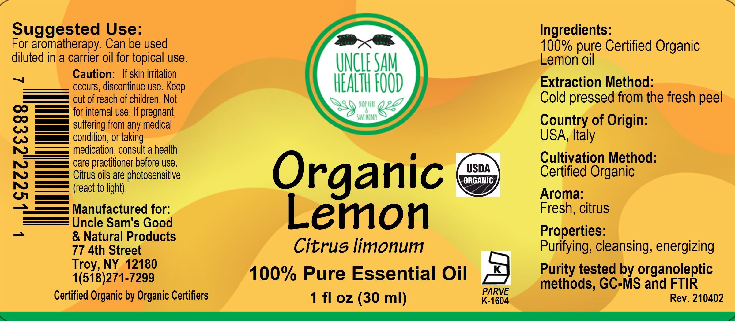 Organic Lemon Essential Oil